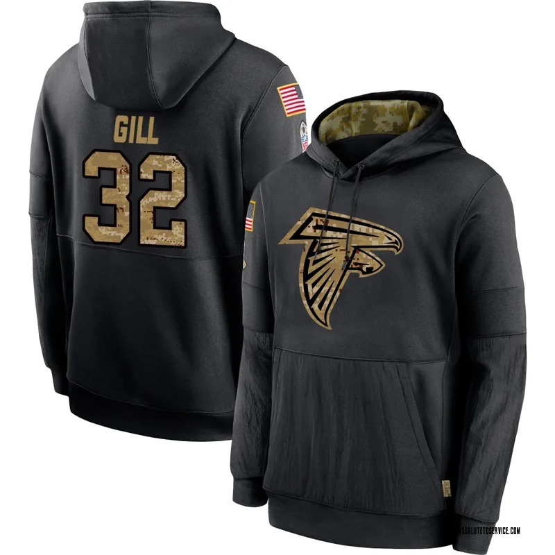 Men's Trenton Gill Atlanta Falcons Black 2020 Salute to Service Sideline Performance Pullover Hoodie