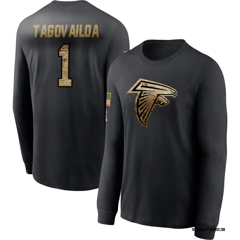 Men's Tua Tagovailoa Atlanta Falcons Black 2020 Salute To Service Sideline Performance Long Sleeve T-Shirt