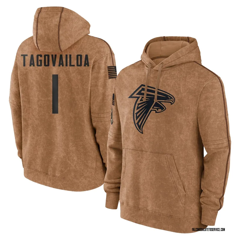 Men's Tua Tagovailoa Atlanta Falcons Brown 2023 Salute To Service Club Pullover Hoodie