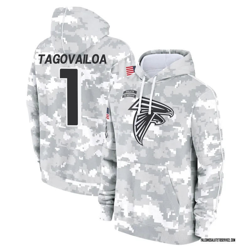 Men's Tua Tagovailoa Atlanta Falcons Camo Arctic 2024 Salute to Service Club Fleece Pullover Hoodie