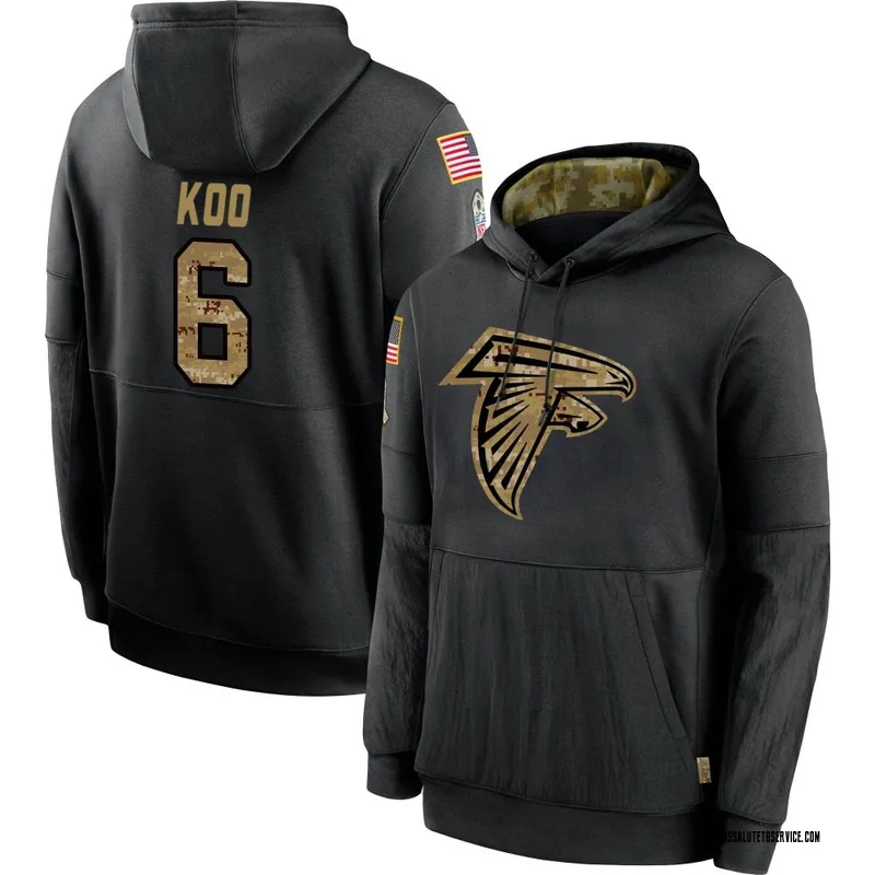 Men's Younghoe Koo Atlanta Falcons Black 2020 Salute to Service Sideline Performance Pullover Hoodie