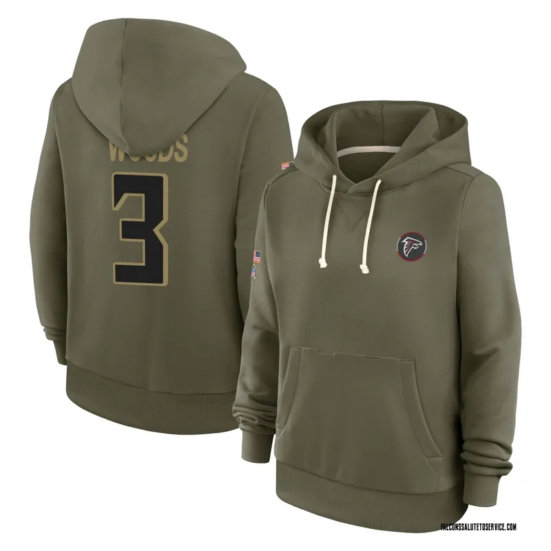 Women's A.J. Woods Atlanta Falcons Olive 2025 Salute to Service Hoodie