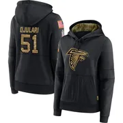 Women's Azeez Ojulari Atlanta Falcons Black 2020 Salute to Service Sideline Performance Pullover Hoodie