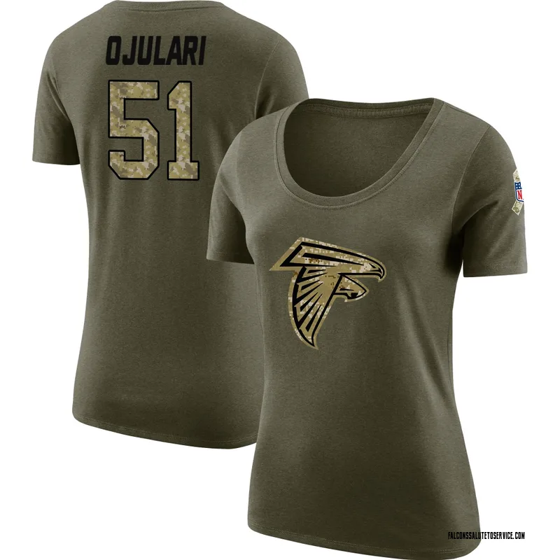 Women's Azeez Ojulari Atlanta Falcons Legend Olive Salute to Service Scoop Neck T-Shirt