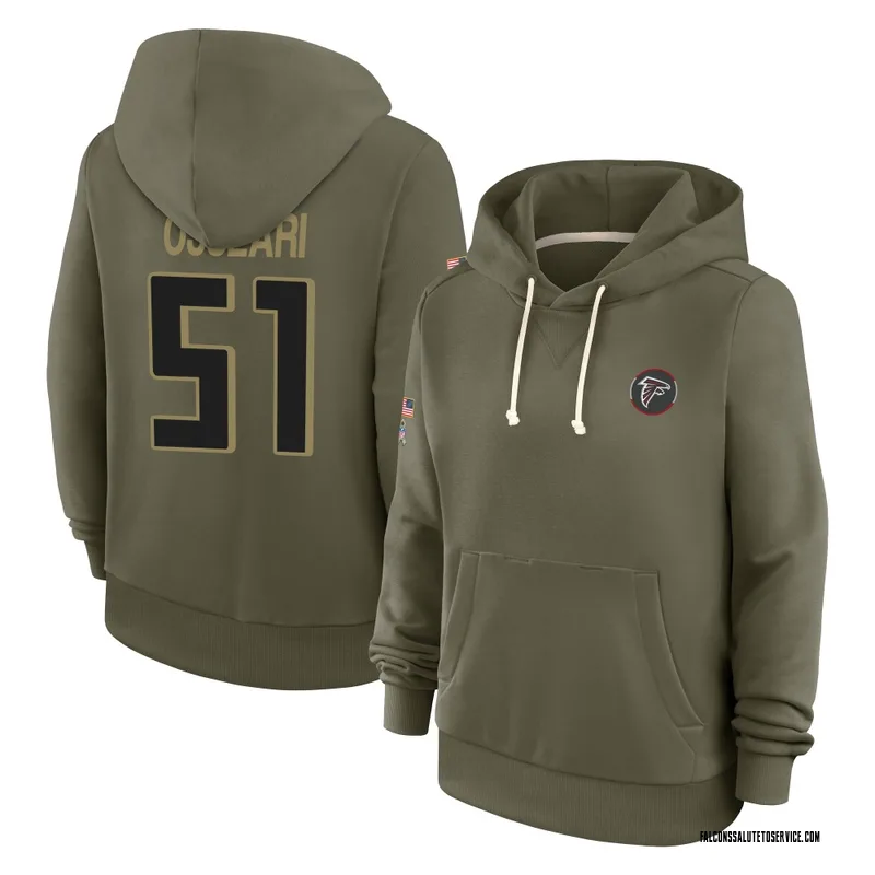 Women's Azeez Ojulari Atlanta Falcons Olive 2025 Salute to Service Hoodie