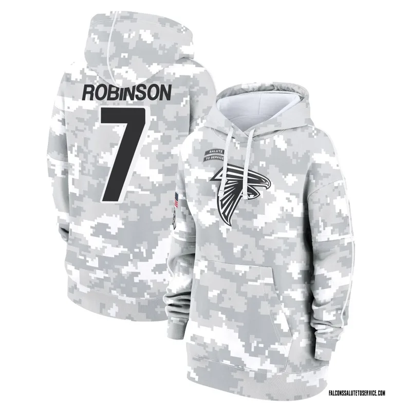 Women's Bijan Robinson Atlanta Falcons Camo Arctic 2024 Salute to Service Club Fleece Pullover Hoodie