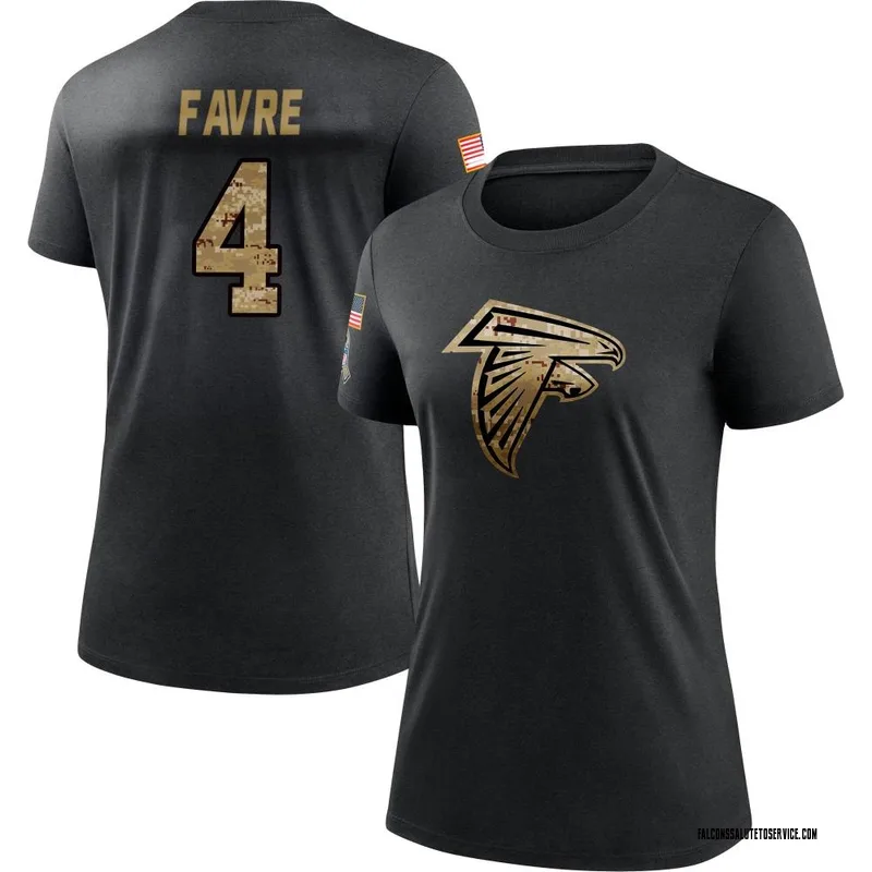 Women's Brett Favre Atlanta Falcons Black 2020 Salute To Service Performance T-Shirt