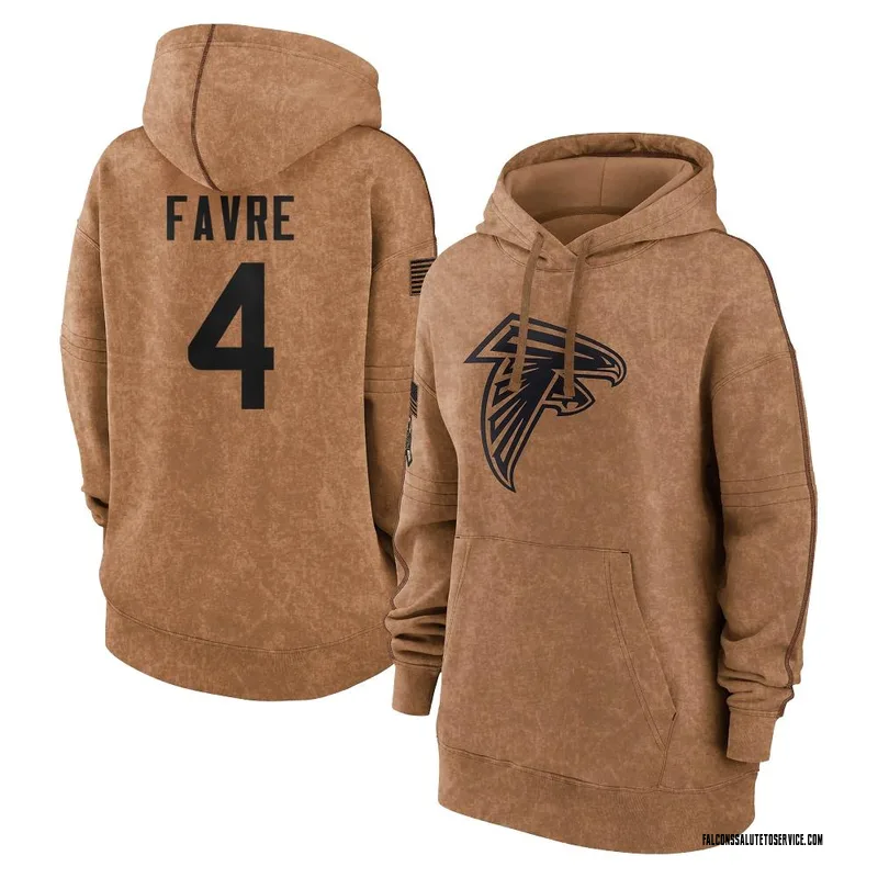 Women's Brett Favre Atlanta Falcons Brown 2023 Salute To Service Pullover Hoodie