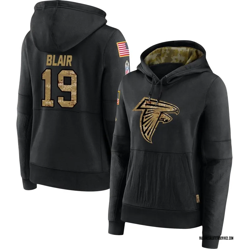 Women's Chris Blair Atlanta Falcons Black 2020 Salute to Service Sideline Performance Pullover Hoodie