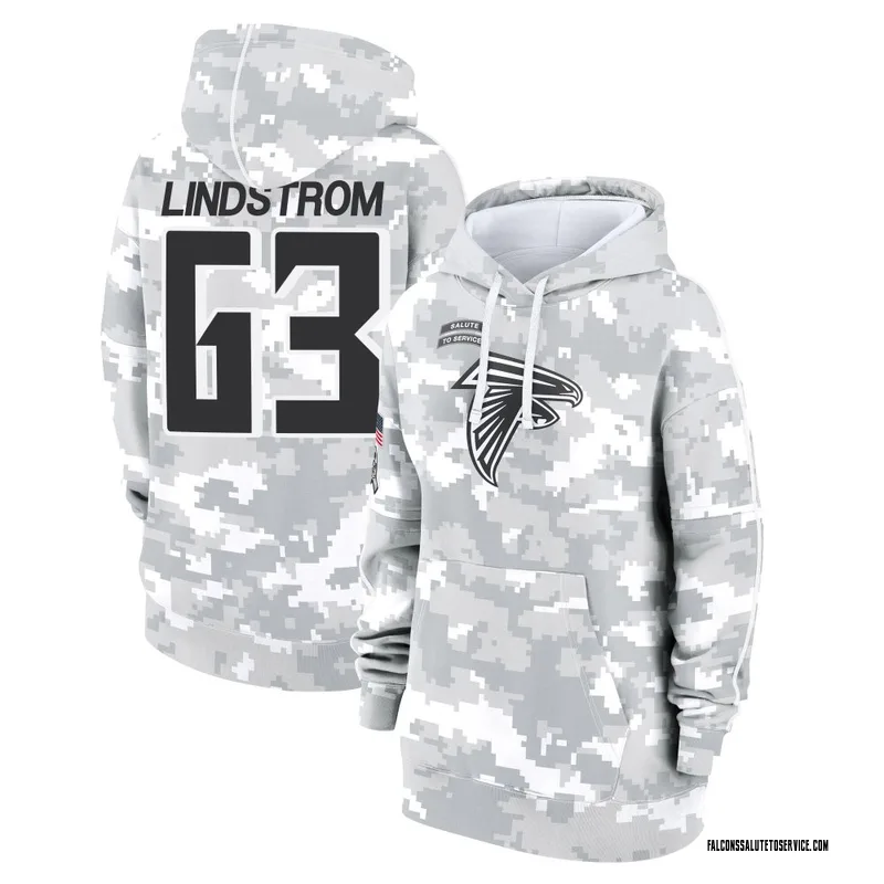 Women's Chris Lindstrom Atlanta Falcons Camo Arctic 2024 Salute to Service Club Fleece Pullover Hoodie