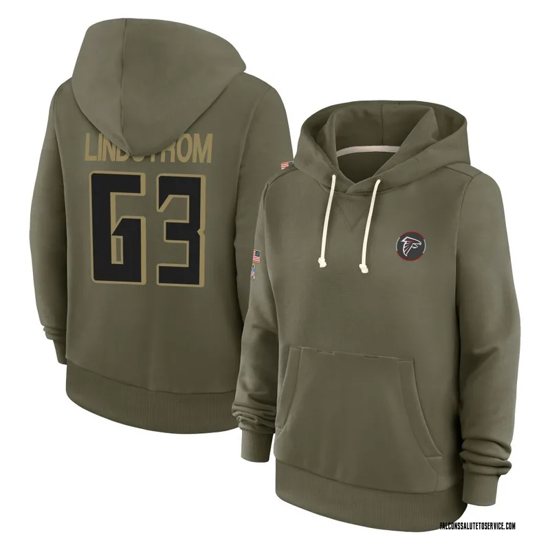 Women's Chris Lindstrom Atlanta Falcons Olive 2025 Salute to Service Hoodie