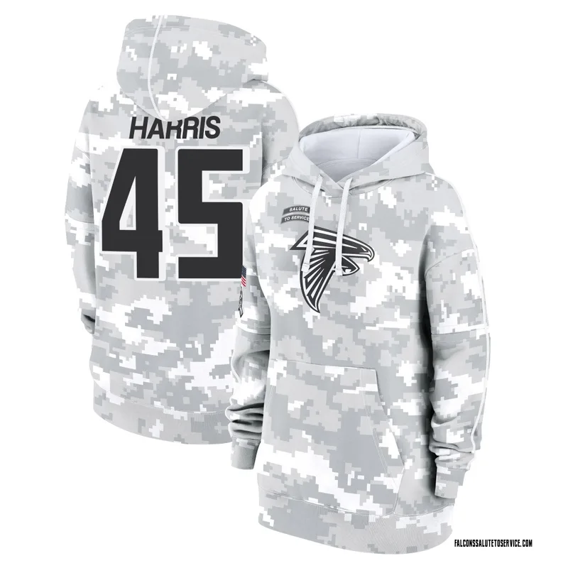 Women's Christian Harris Atlanta Falcons Camo Arctic 2024 Salute to Service Club Fleece Pullover Hoodie