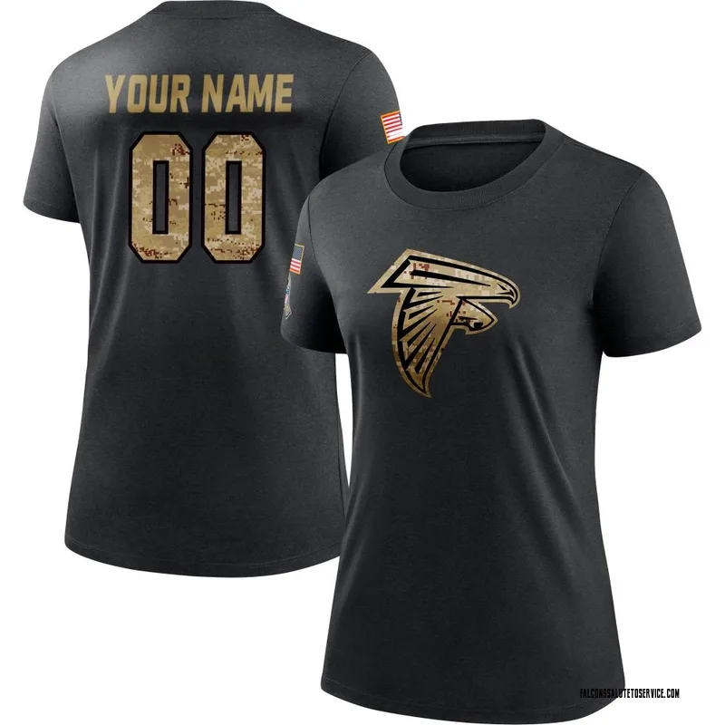 Women's Custom Atlanta Falcons Black 2020 Salute To Service Performance T-Shirt