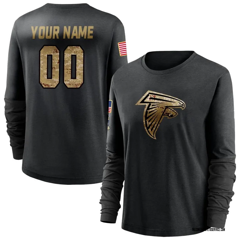 Women's Custom Atlanta Falcons Black 2020 Salute To Service Sideline Performance Long Sleeve T-Shirt