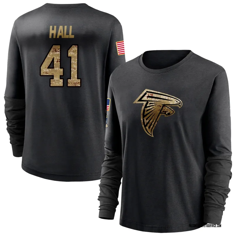 Women's Darren Hall Atlanta Falcons Black 2020 Salute To Service Sideline Performance Long Sleeve T-Shirt