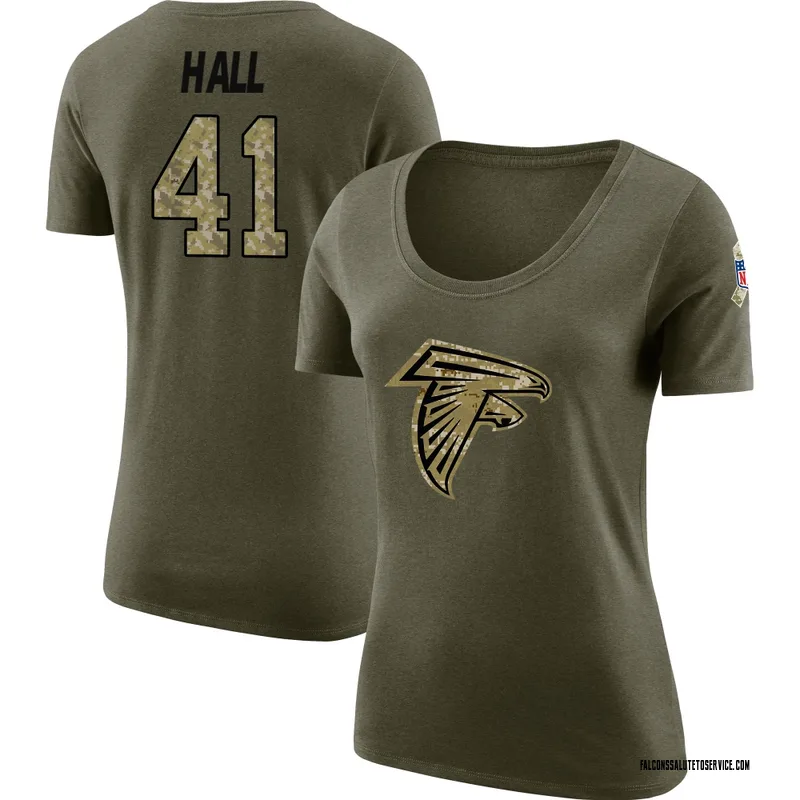 Women's Darren Hall Atlanta Falcons Legend Olive Salute to Service Scoop Neck T-Shirt