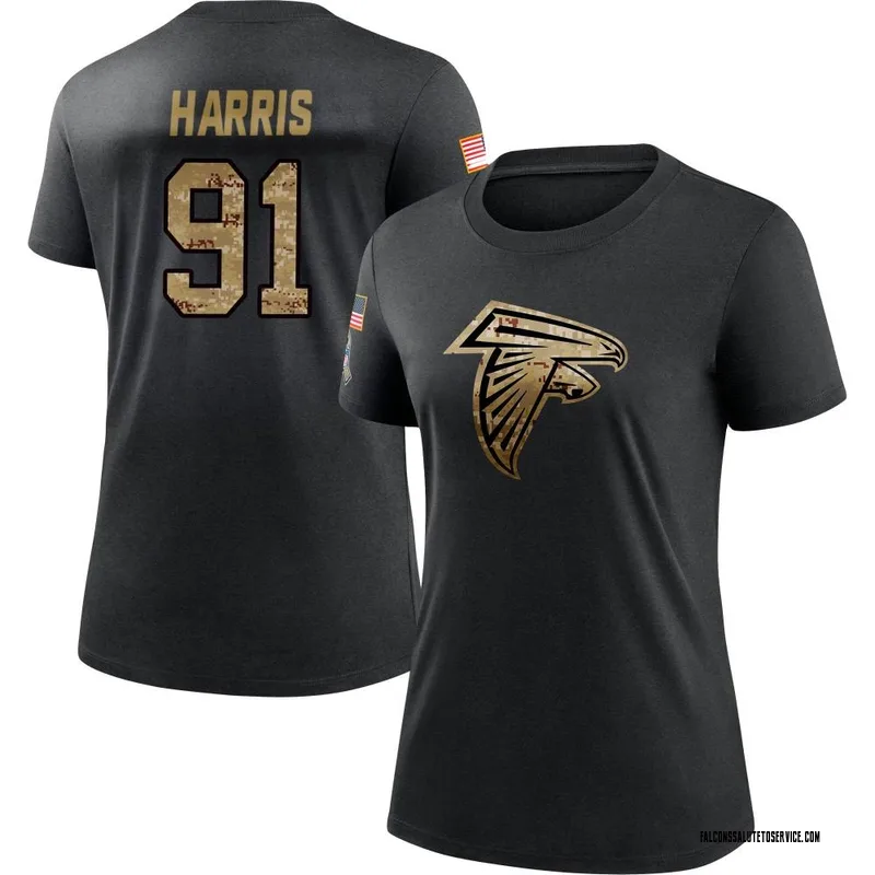 Women's Demone Harris Atlanta Falcons Black 2020 Salute To Service Performance T-Shirt