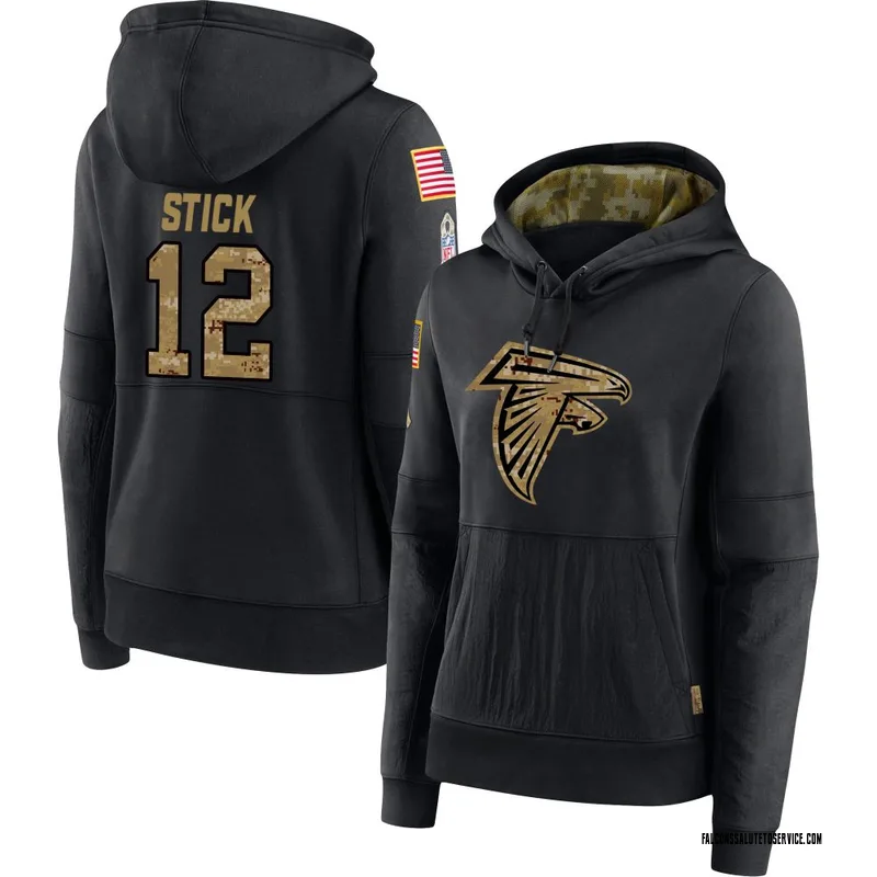 Women's Easton Stick Atlanta Falcons Black 2020 Salute to Service Sideline Performance Pullover Hoodie