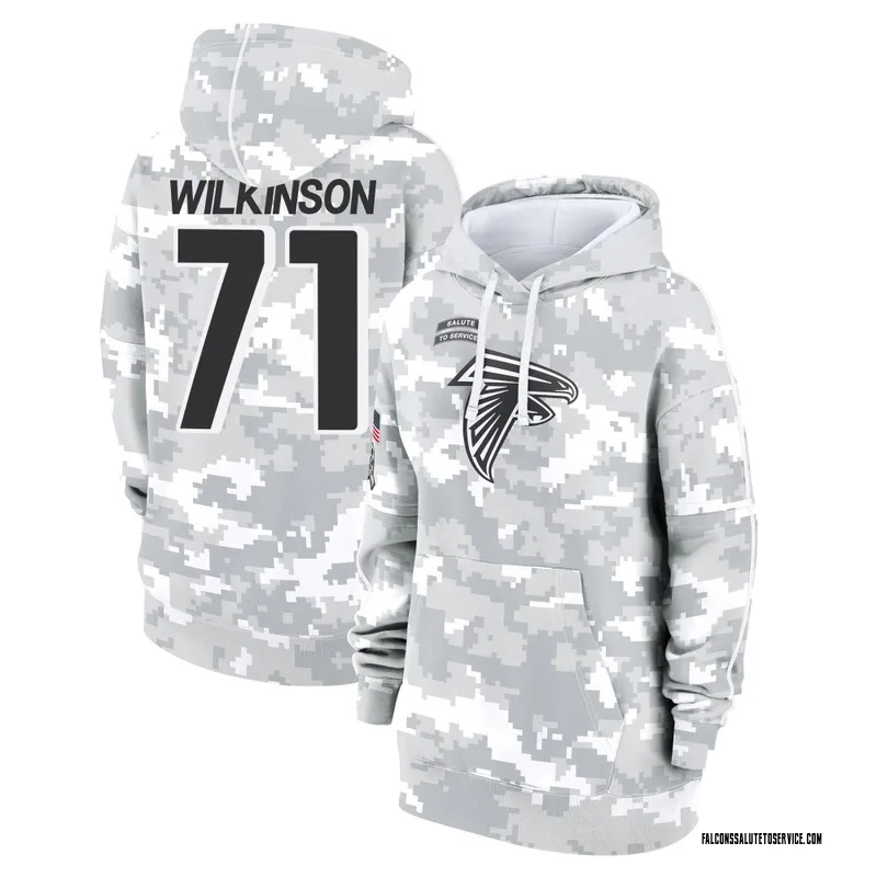 Women's Elijah Wilkinson Atlanta Falcons Camo Arctic 2024 Salute to Service Club Fleece Pullover Hoodie