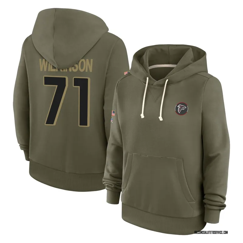 Women's Elijah Wilkinson Atlanta Falcons Olive 2025 Salute to Service Hoodie