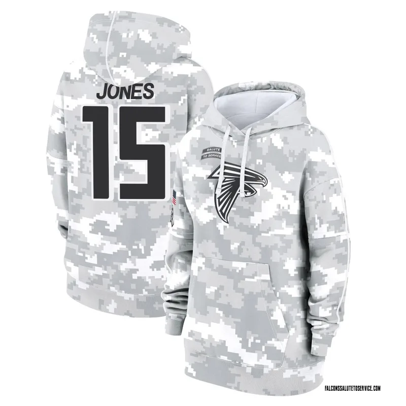 Women's Emory Jones Atlanta Falcons Camo Arctic 2024 Salute to Service Club Fleece Pullover Hoodie