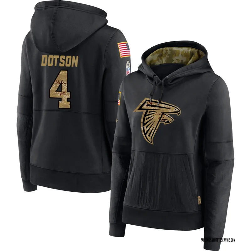 Women's Jahan Dotson Atlanta Falcons Black 2020 Salute to Service Sideline Performance Pullover Hoodie