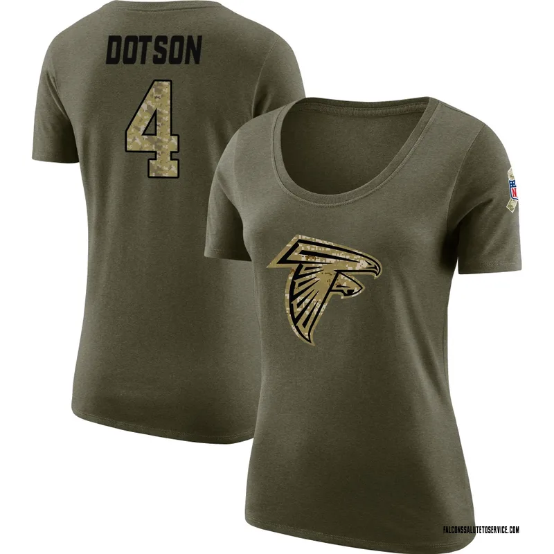 Women's Jahan Dotson Atlanta Falcons Legend Olive Salute to Service Scoop Neck T-Shirt