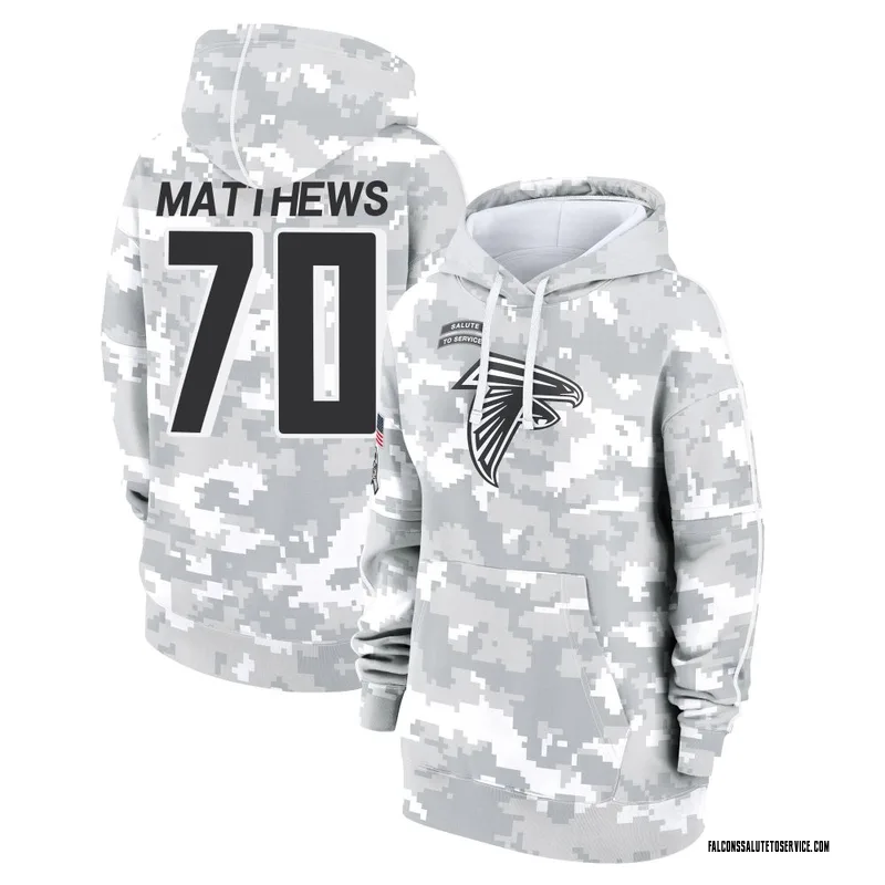 Women's Jake Matthews Atlanta Falcons Camo Arctic 2024 Salute to Service Club Fleece Pullover Hoodie