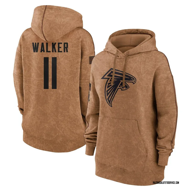 Women's Jalon Walker Atlanta Falcons Brown 2023 Salute To Service Pullover Hoodie