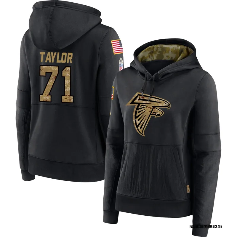 Women's Jawaan Taylor Atlanta Falcons Black 2020 Salute to Service Sideline Performance Pullover Hoodie