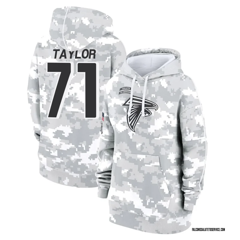 Women's Jawaan Taylor Atlanta Falcons Camo Arctic 2024 Salute to Service Club Fleece Pullover Hoodie