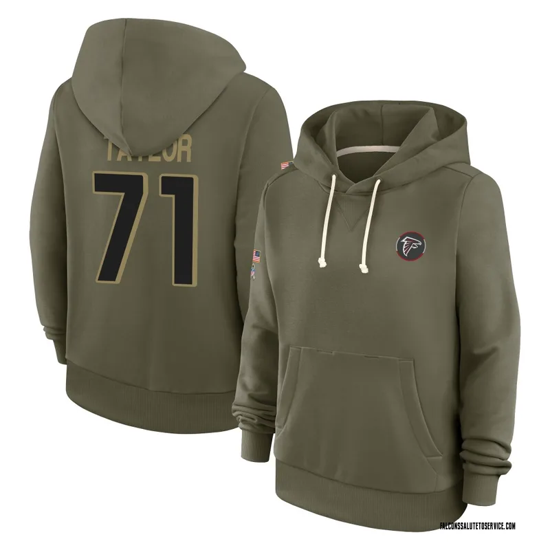 Women's Jawaan Taylor Atlanta Falcons Olive 2025 Salute to Service Hoodie