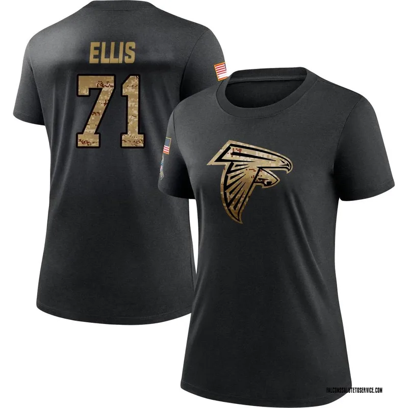 Women's Justin Ellis Atlanta Falcons Black 2020 Salute To Service Performance T-Shirt