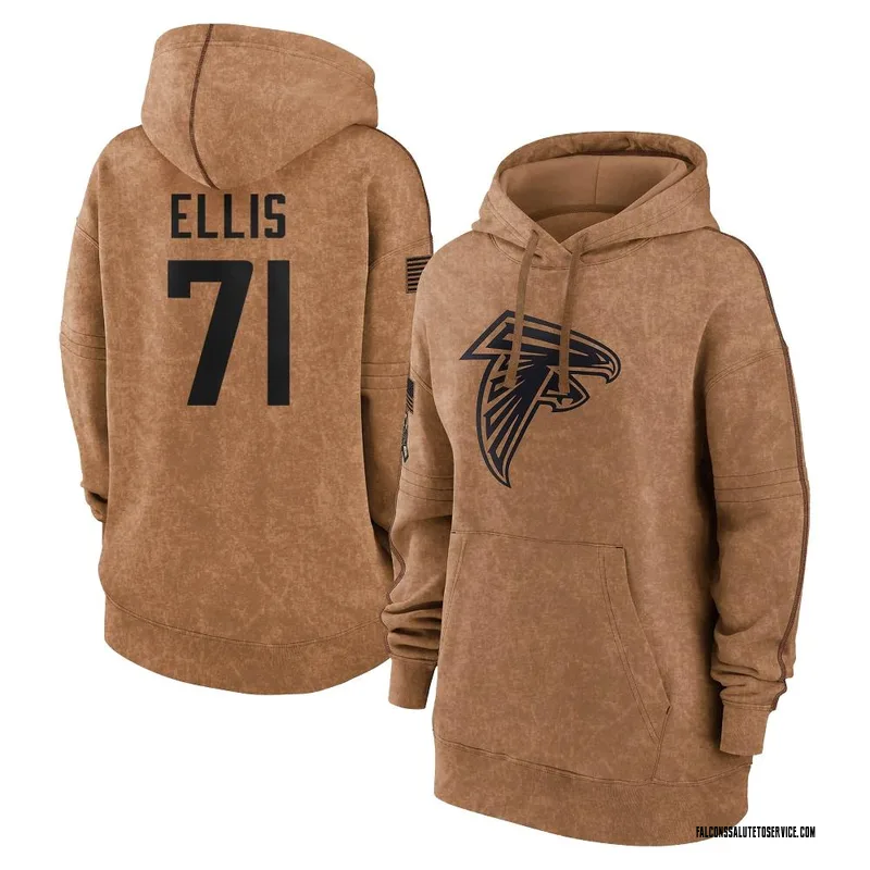 Women's Justin Ellis Atlanta Falcons Brown 2023 Salute To Service Pullover Hoodie