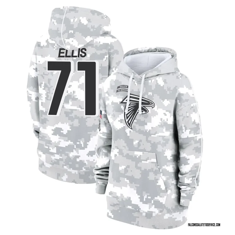 Women's Justin Ellis Atlanta Falcons Camo Arctic 2024 Salute to Service Club Fleece Pullover Hoodie