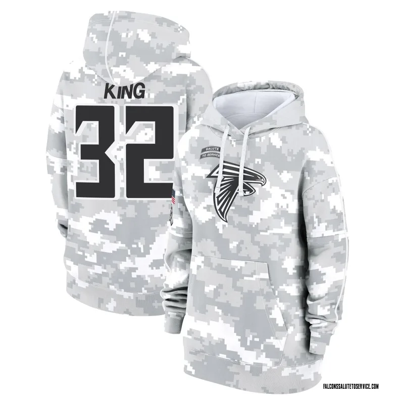 Women's Kevin King Atlanta Falcons Camo Arctic 2024 Salute to Service Club Fleece Pullover Hoodie