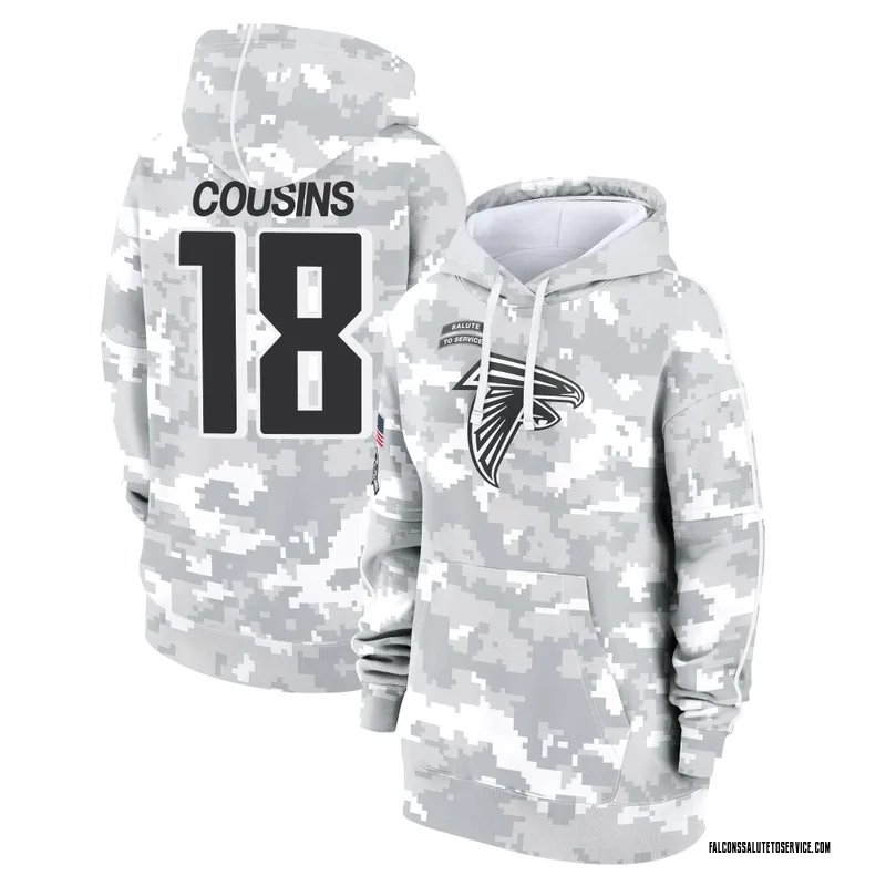 Women's Kirk Cousins Atlanta Falcons Camo Arctic 2024 Salute to Service Club Fleece Pullover Hoodie