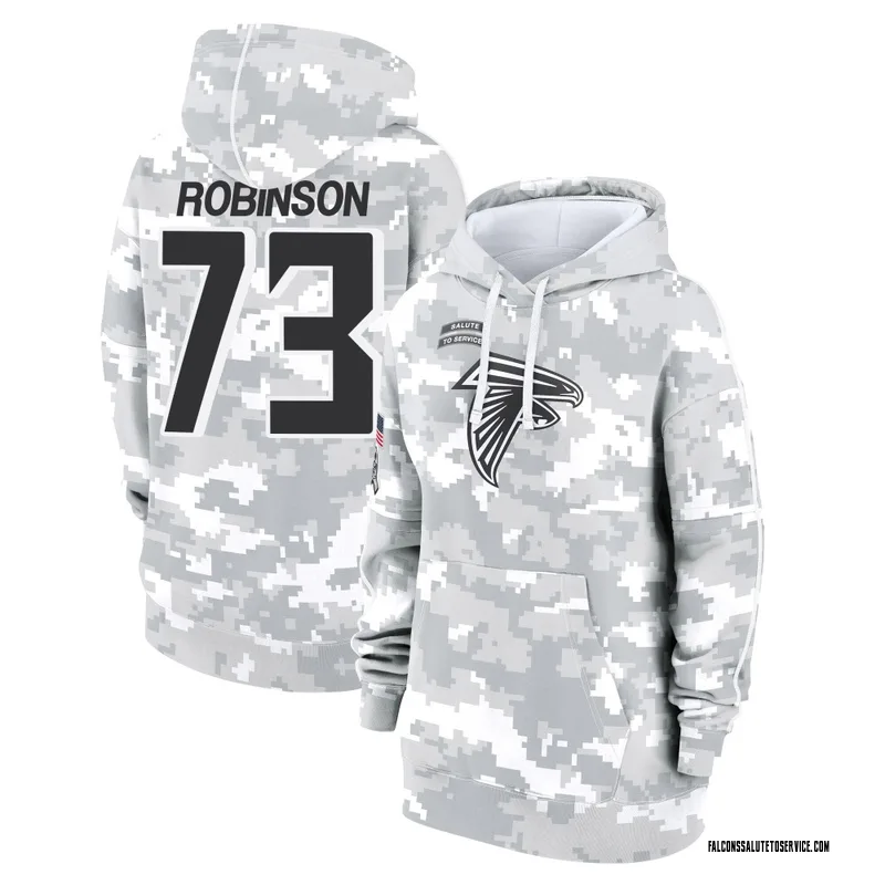Women's Layden Robinson Atlanta Falcons Camo Arctic 2024 Salute to Service Club Fleece Pullover Hoodie