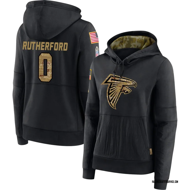 Women's Malik Rutherford Atlanta Falcons Black 2020 Salute to Service Sideline Performance Pullover Hoodie