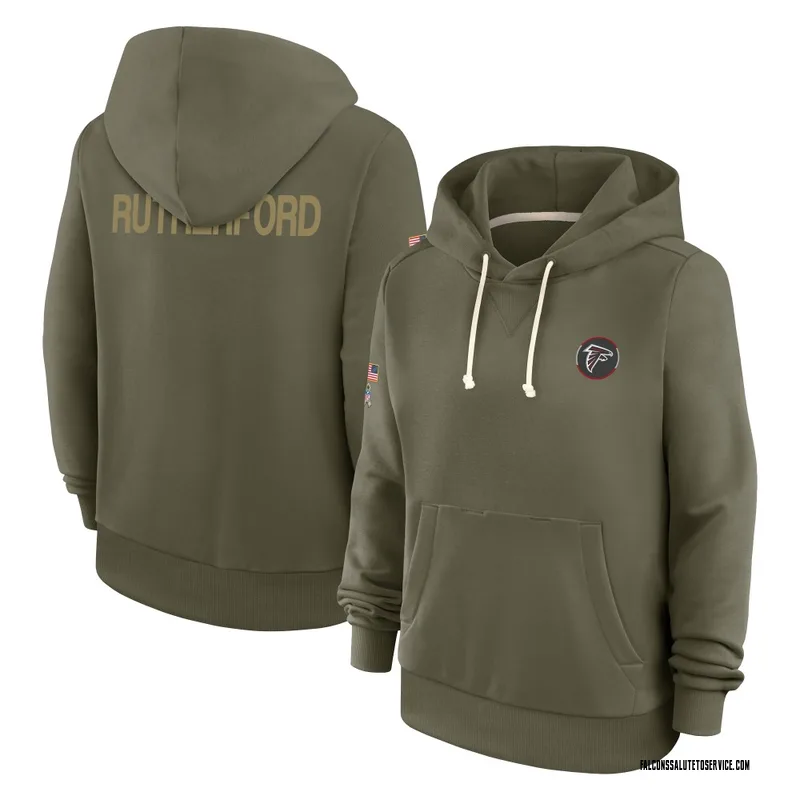Women's Malik Rutherford Atlanta Falcons Olive 2025 Salute to Service Hoodie