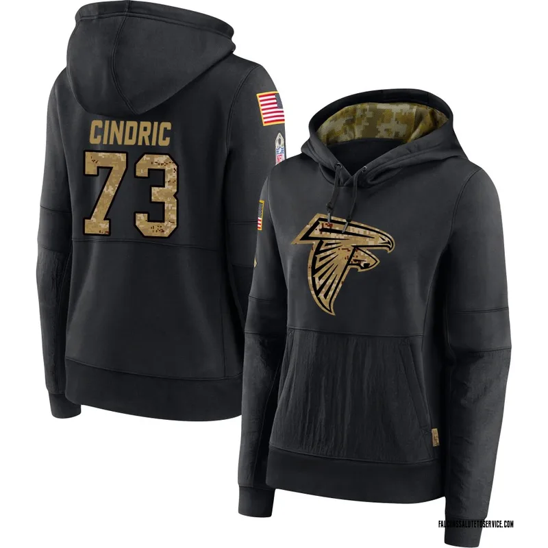 Women's Matthew Cindric Atlanta Falcons Black 2020 Salute to Service Sideline Performance Pullover Hoodie