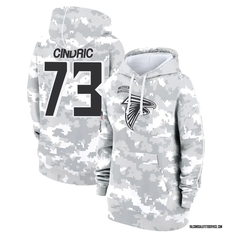 Women's Matthew Cindric Atlanta Falcons Camo Arctic 2024 Salute to Service Club Fleece Pullover Hoodie