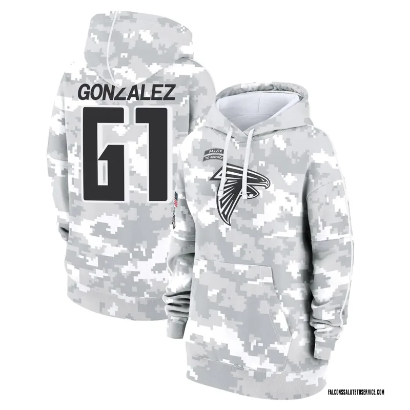 Women's Michael Gonzalez Atlanta Falcons Camo Arctic 2024 Salute to Service Club Fleece Pullover Hoodie
