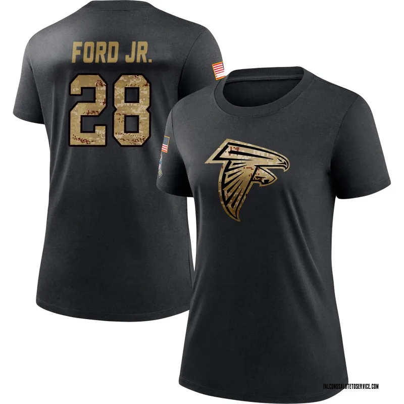 Women's Mike Ford Jr. Atlanta Falcons Black 2020 Salute To Service Performance T-Shirt