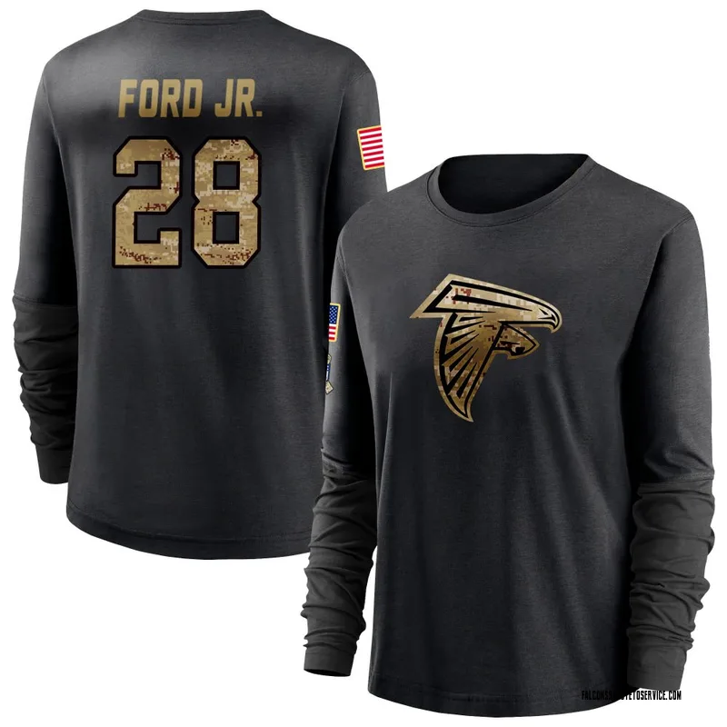Women's Mike Ford Jr. Atlanta Falcons Black 2020 Salute To Service Sideline Performance Long Sleeve T-Shirt