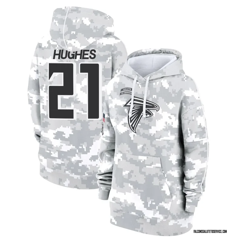 Women's Mike Hughes Atlanta Falcons Camo Arctic 2024 Salute to Service Club Fleece Pullover Hoodie