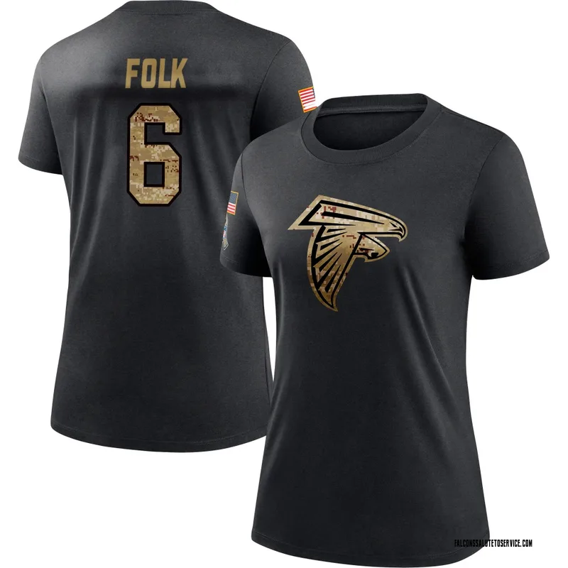 Women's Nick Folk Atlanta Falcons Black 2020 Salute To Service Performance T-Shirt