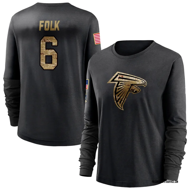 Women's Nick Folk Atlanta Falcons Black 2020 Salute To Service Sideline Performance Long Sleeve T-Shirt