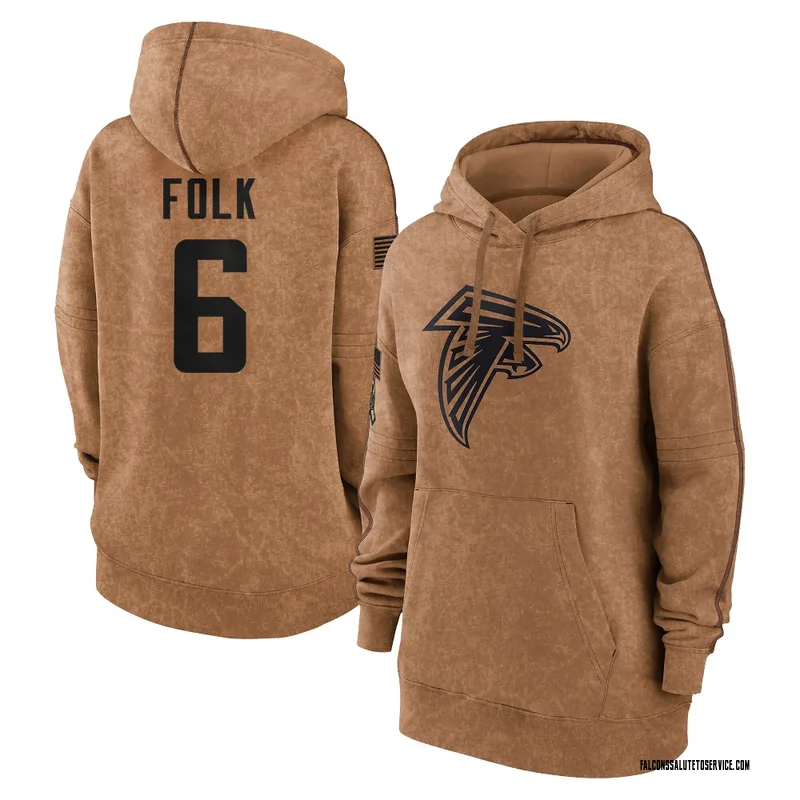 Women's Nick Folk Atlanta Falcons Brown 2023 Salute To Service Pullover Hoodie