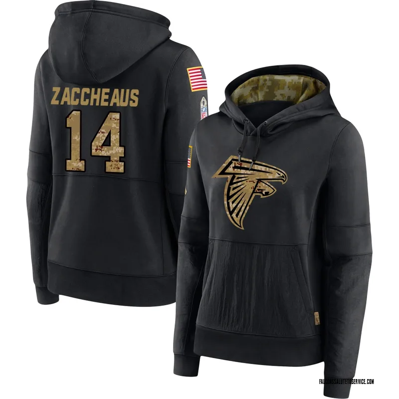 Women's Olamide Zaccheaus Atlanta Falcons Black 2020 Salute to Service Sideline Performance Pullover Hoodie